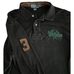 Polo Ralph Lauren Black Dual Match Green 3 Brown Leather Long Sleeve Men L VTG
